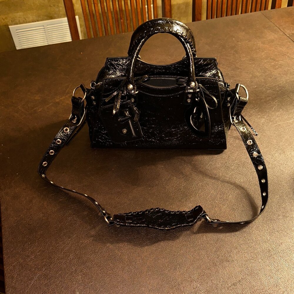 Designer Inspired Black Motorcycle Bag. Genuine Leather. Like New